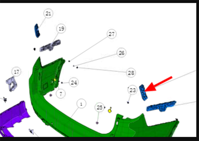 Кронштейн бампера заднего правый Changan CS95 Plus S4010671800